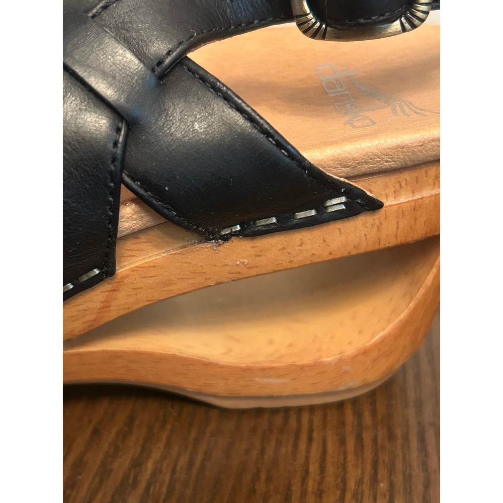 Dansko Taci Waxy Black Wedge leather Mary Jane Clogs Women's Size 41 US 10.5-11 - Picture 10 of 14